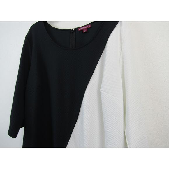 Jessica London White Black Trim 3/4 Sleeve Mid Maxi Overlay Dress Women's 26 - Picture 3 of 6